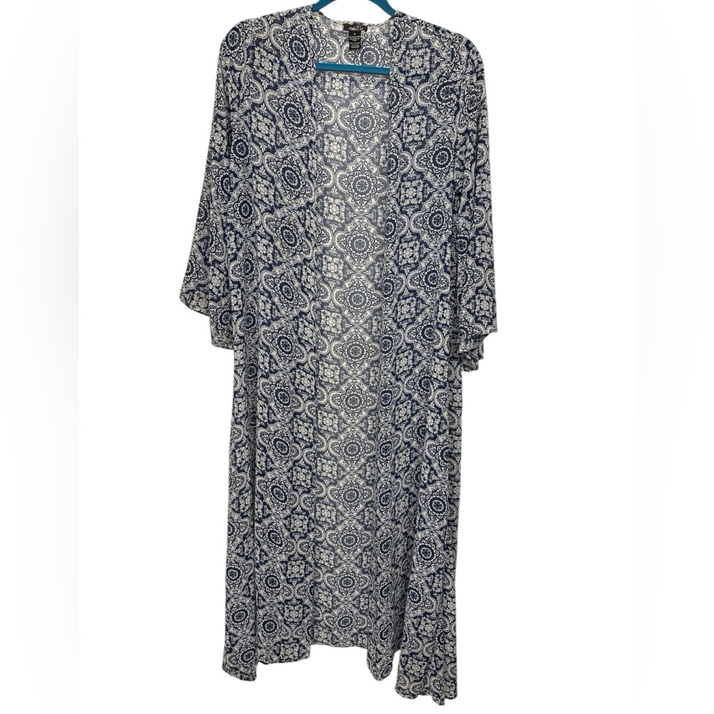 Navy & White Patterned Kimono